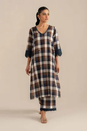 2 Piece - Printed Embroidered Suit - KFS25-42