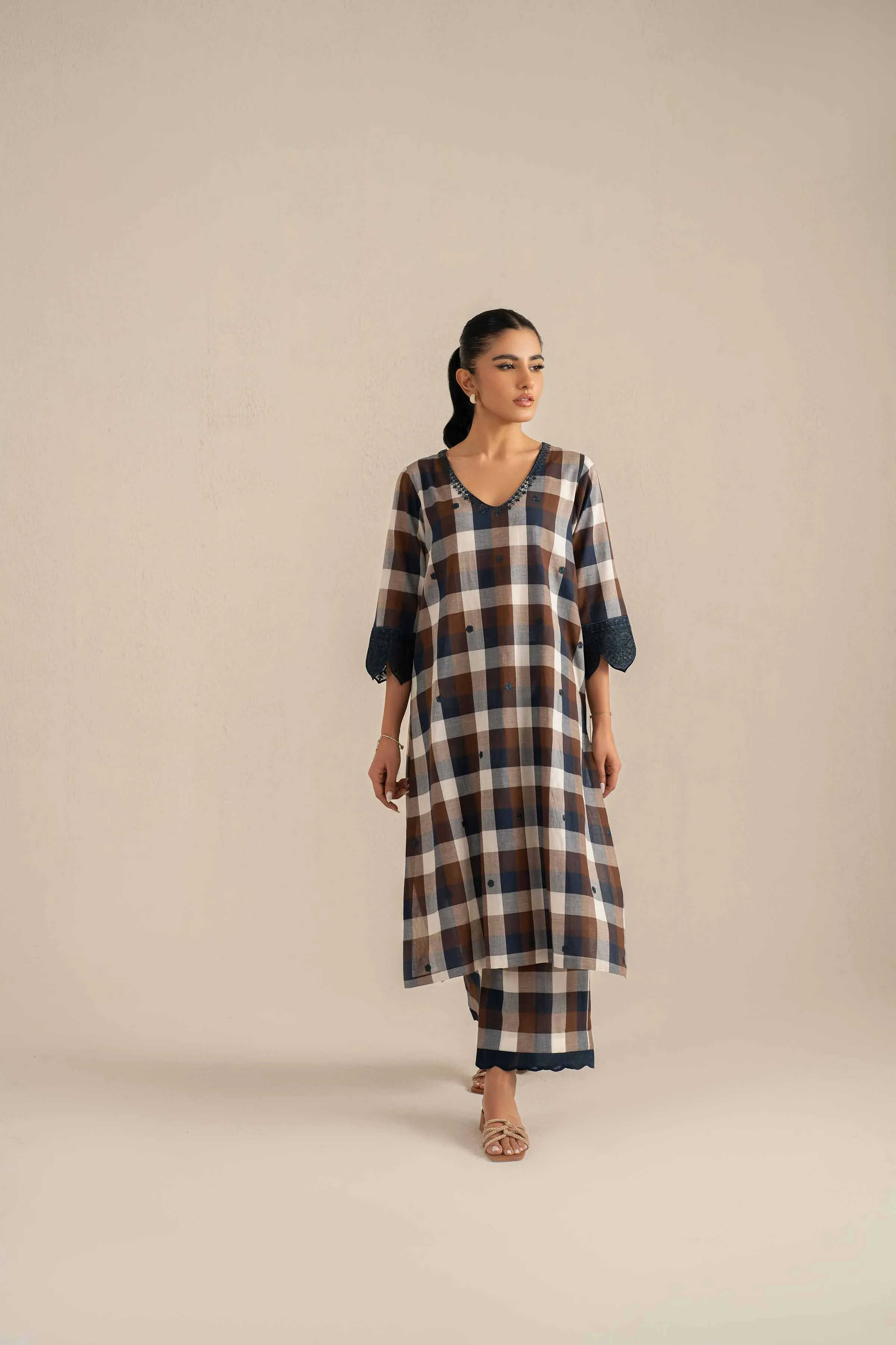 2 Piece - Printed Embroidered Suit - KFS25-42