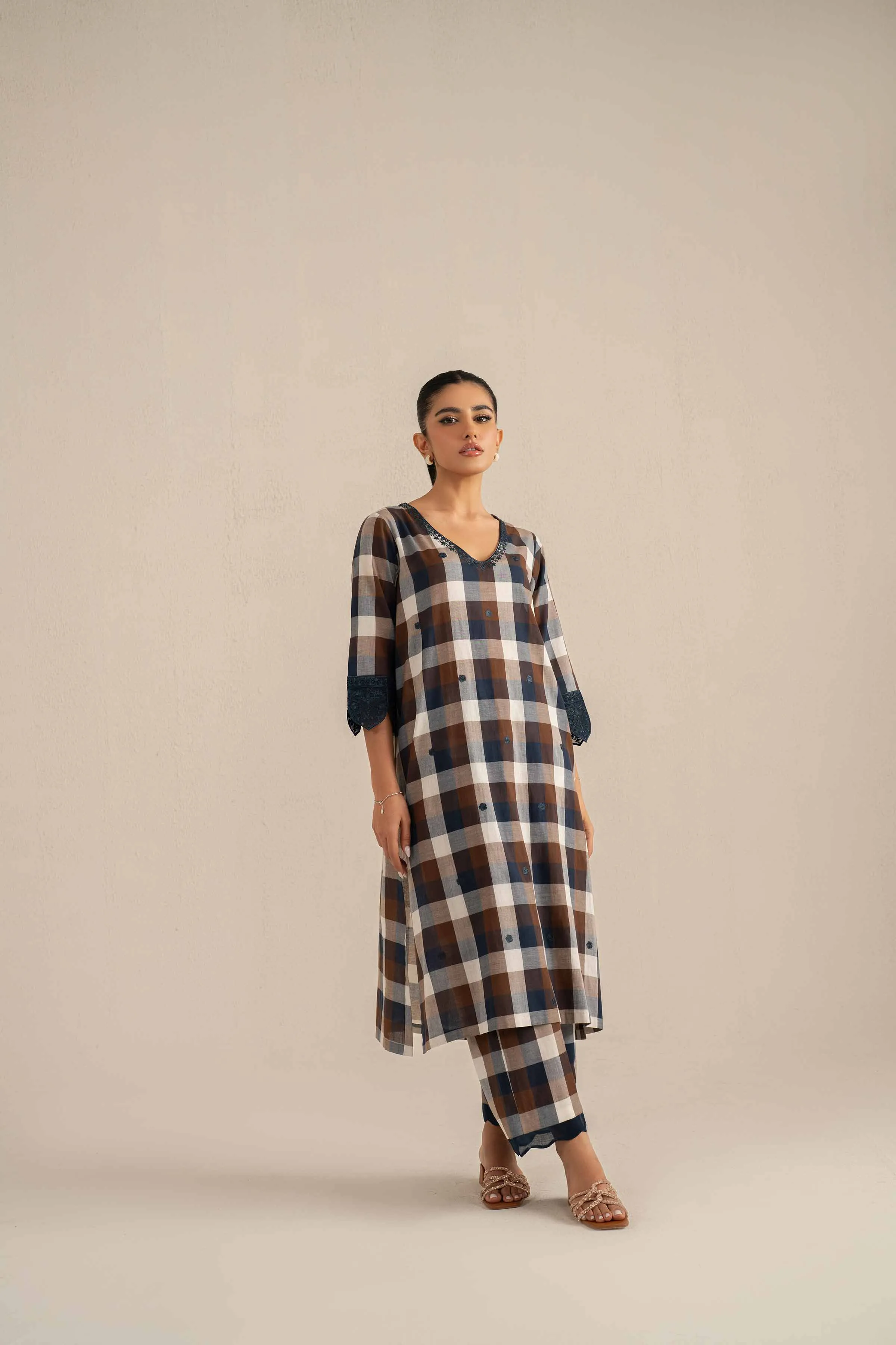 2 Piece - Printed Embroidered Suit - KFS25-42