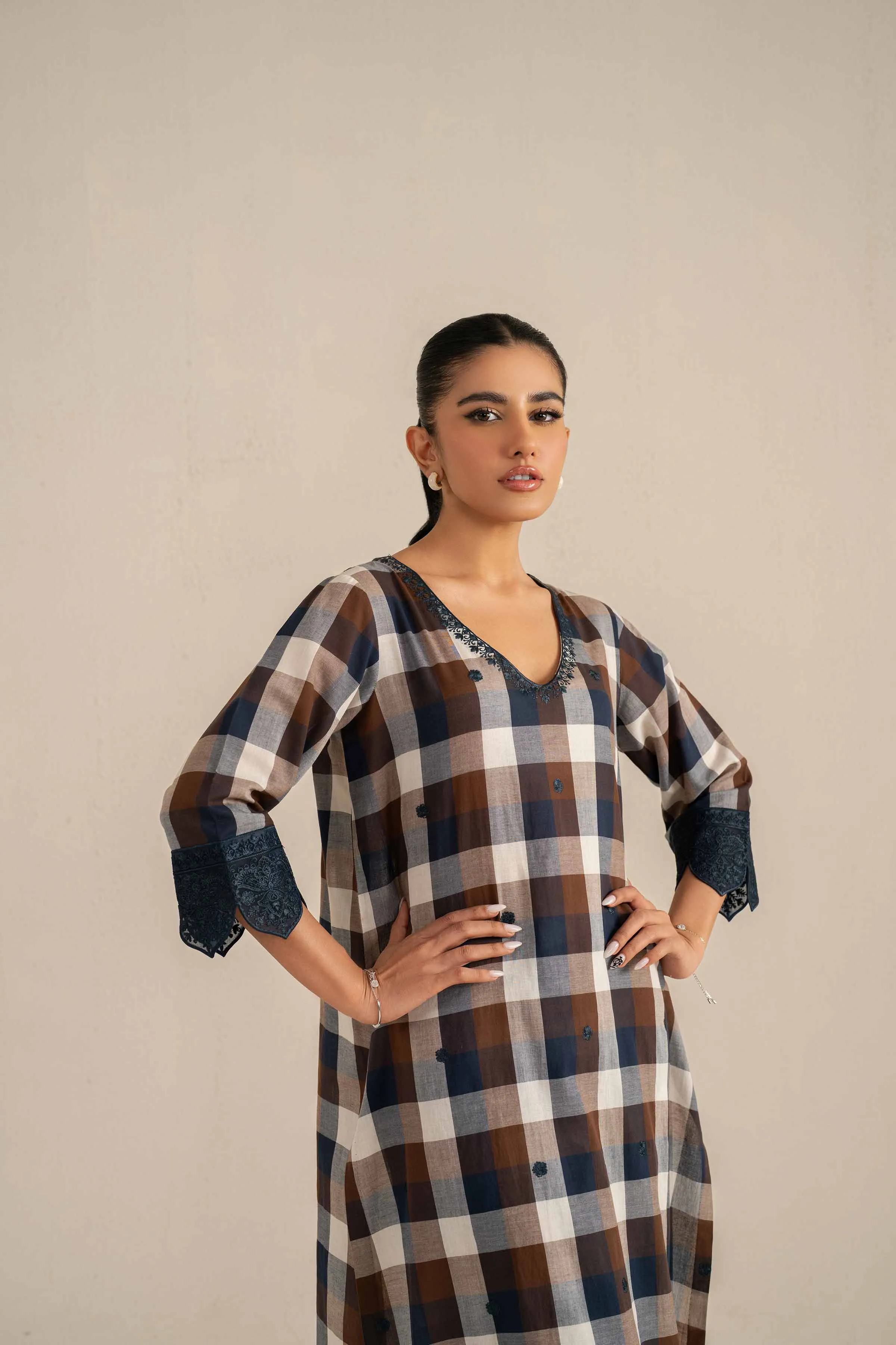 2 Piece - Printed Embroidered Suit - KFS25-42