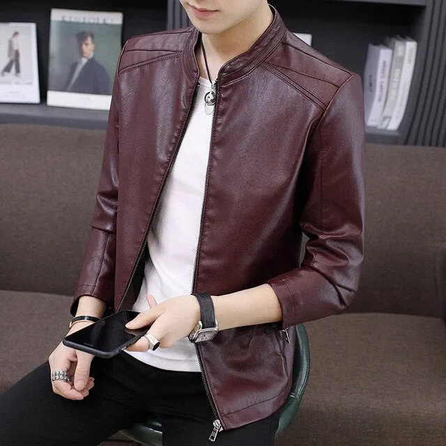 2019 New Men's Leather Locomotive Coat Autumn Korean Edition Healing Fashion Leather Jacket Man