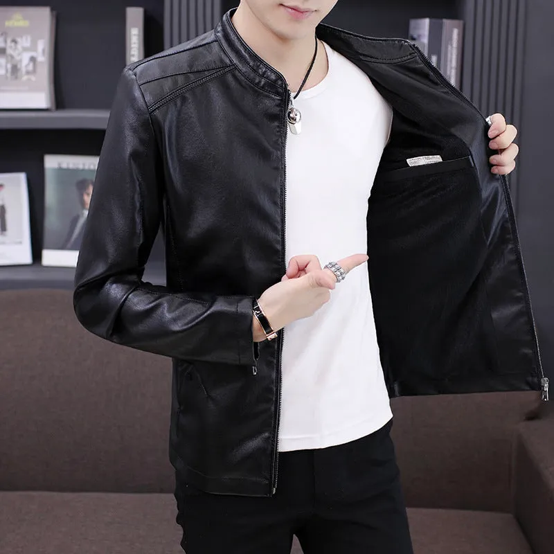 2019 New Men's Leather Locomotive Coat Autumn Korean Edition Healing Fashion Leather Jacket Man