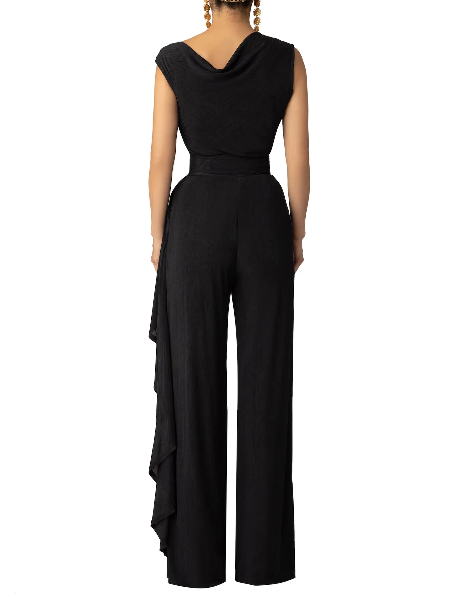 “Agate” Black Off-Shoulder Jumpsuit