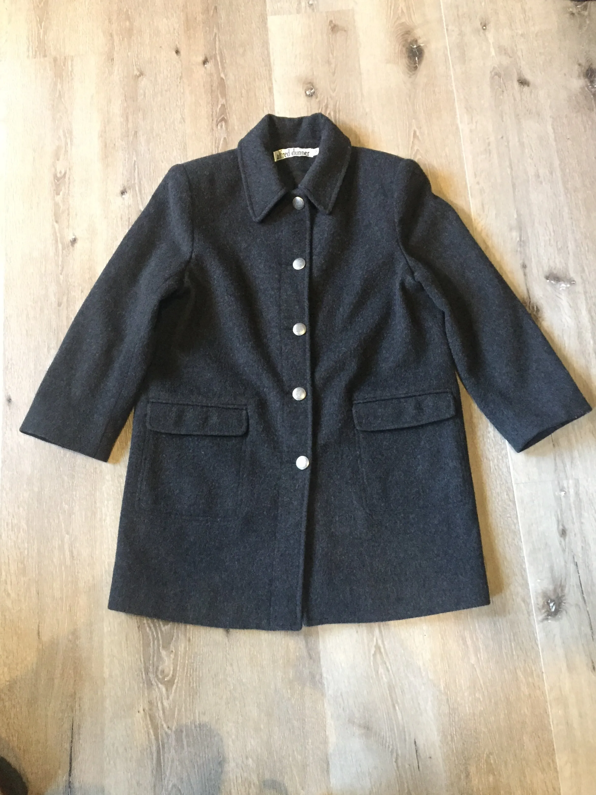 Alfred Dunner Grey Wool Coat, Made in USA