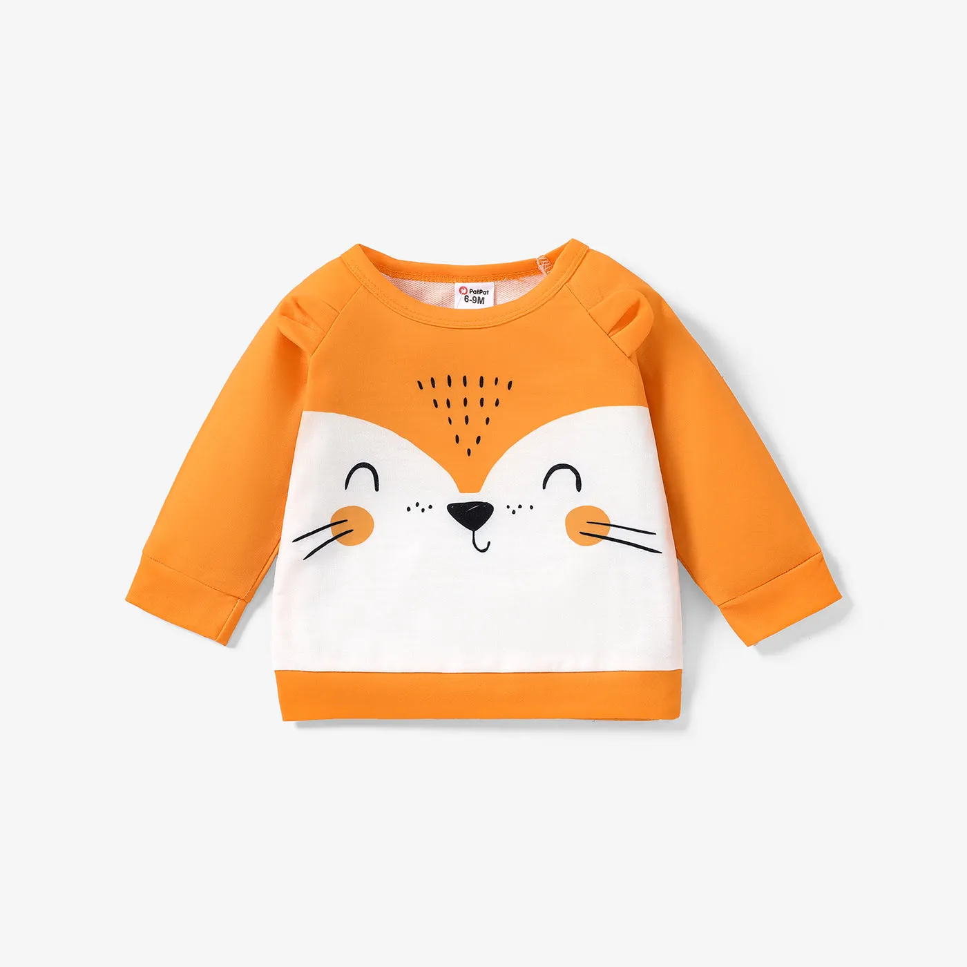Baby Boy/Girl Cartoon Animal Print 3D Ears Long-sleeve Pullover