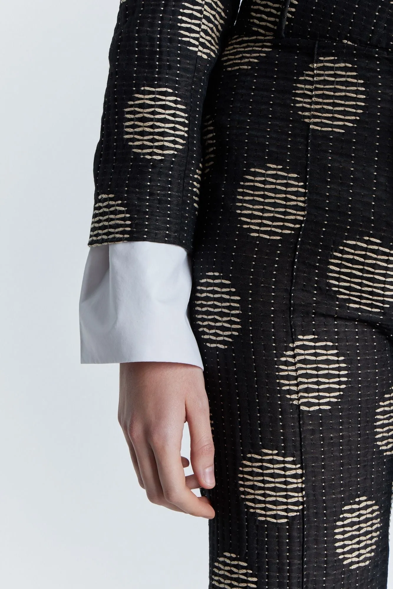 BLACK & WHITE Textured Flared Pants