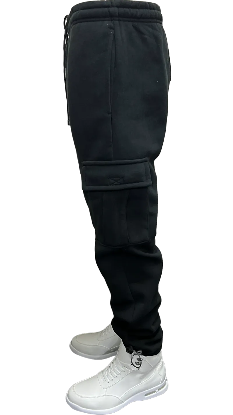 Black Men's Sweatpants Cargo Pants 2 Side Pockets
