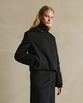 Black Moire Padded Corta Jacket