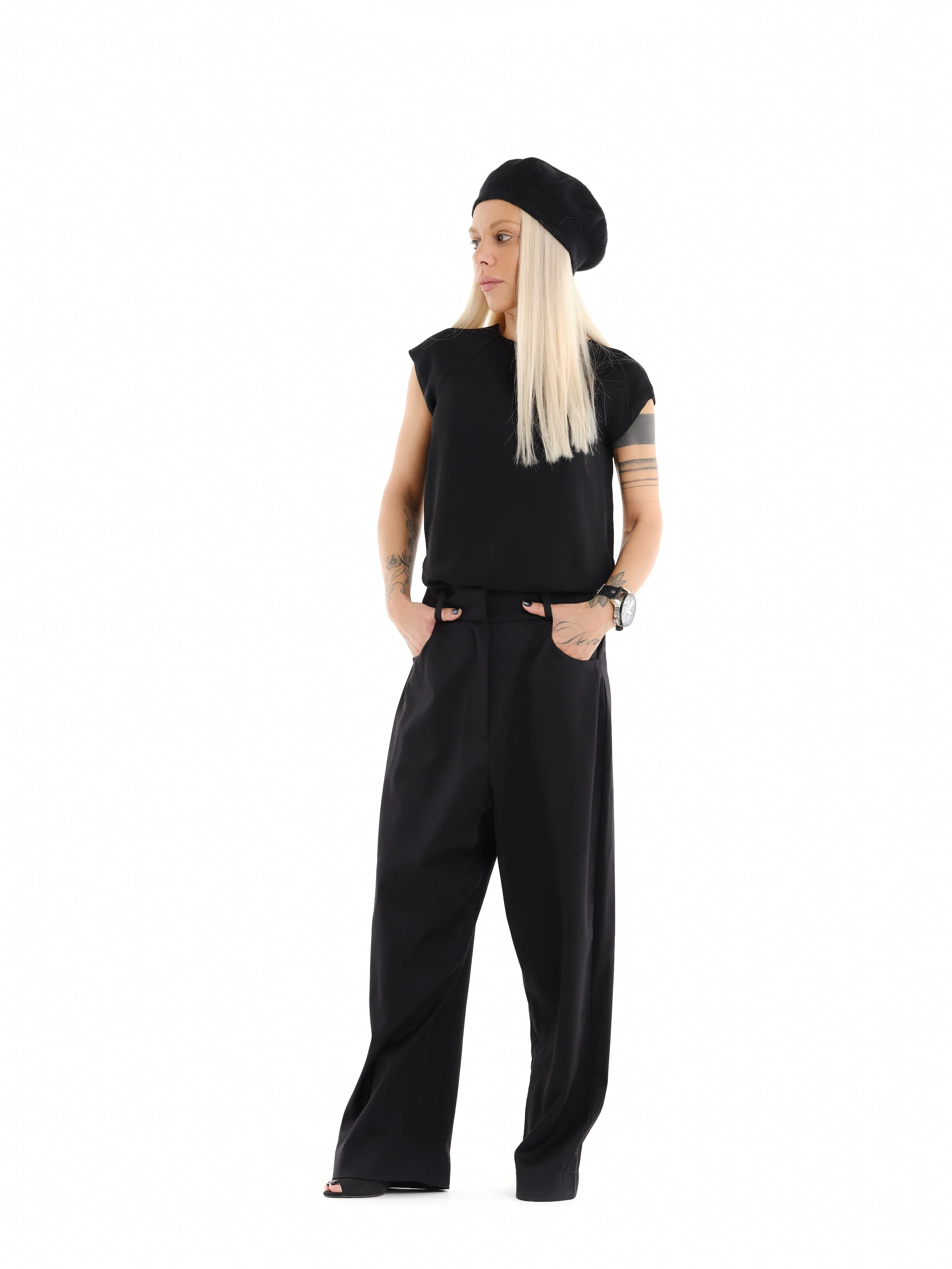 Black Wide-Leg Pants