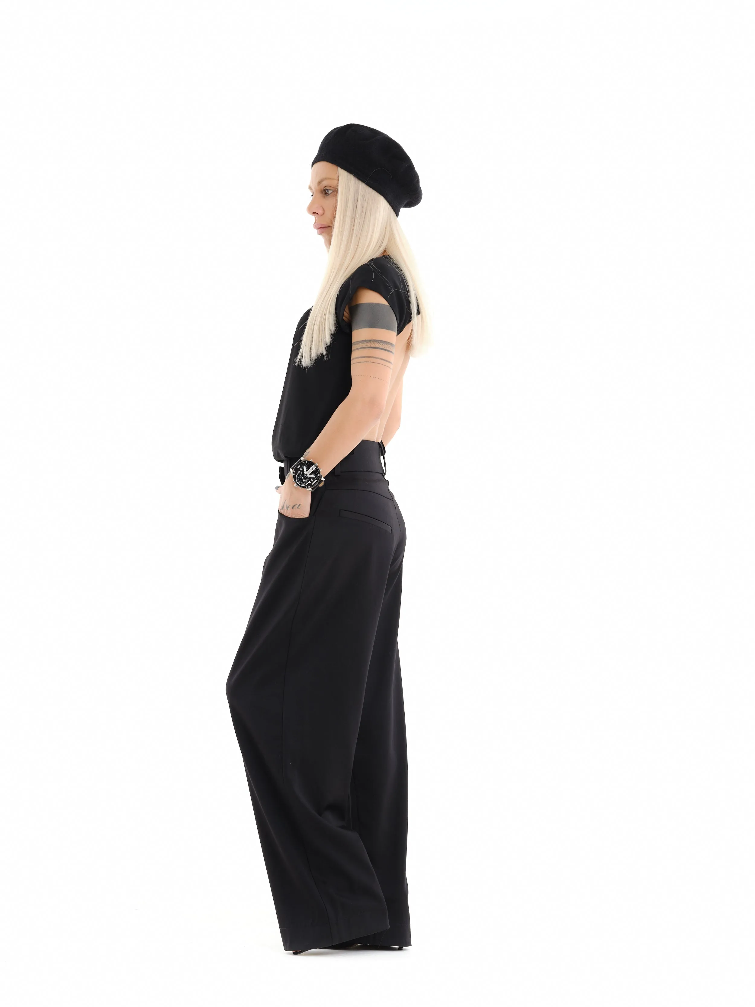 Black Wide-Leg Pants