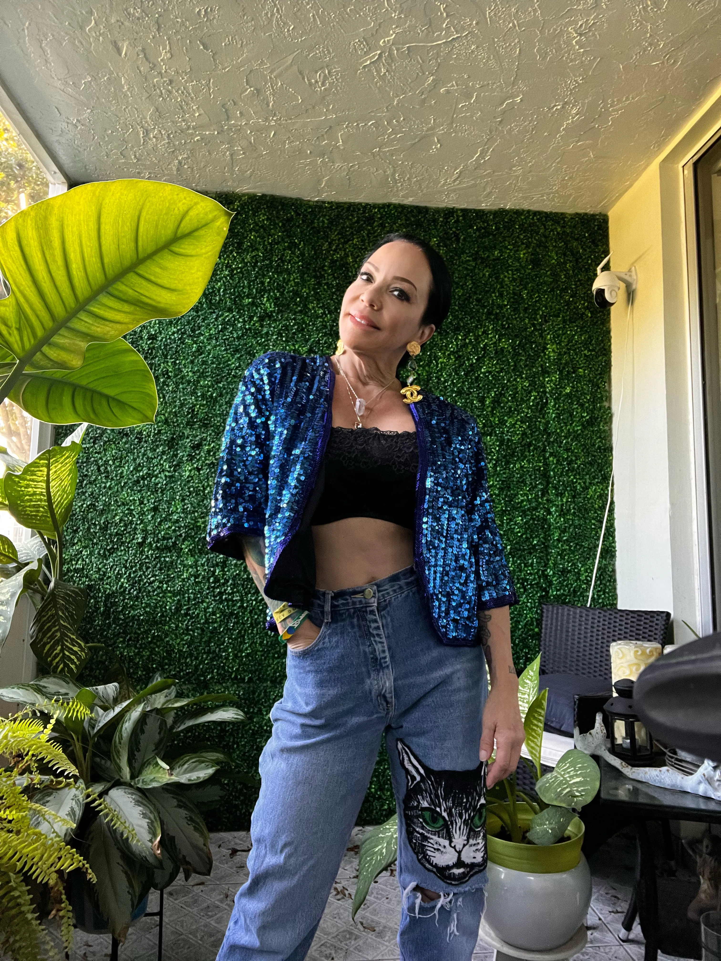 Carribean Blue Sequin Beaded Cropped Bolero Jacket