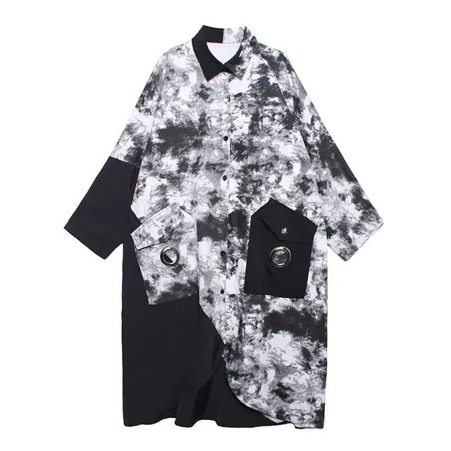 Cloudy Night Sky Trench Coat