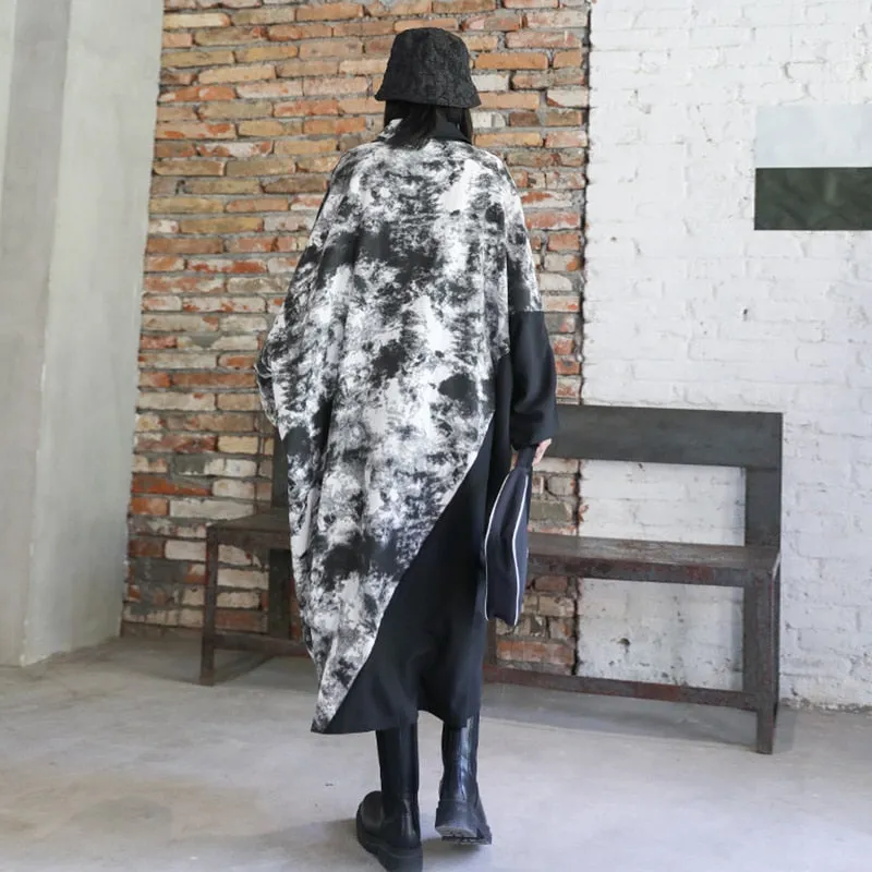Cloudy Night Sky Trench Coat