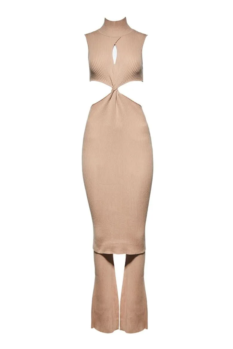 Cozy Knit Turtleneck Midi Dress
