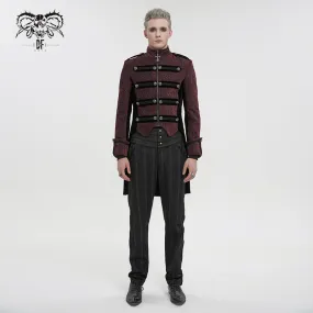 CT19902 Gothic dark pattern four-breasted black and red coat