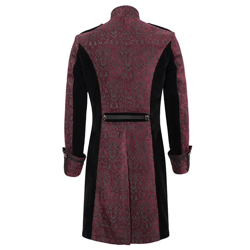 CT19902 Gothic dark pattern four-breasted black and red coat