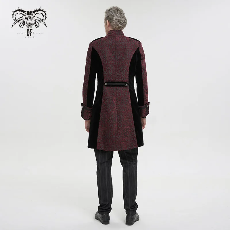 CT19902 Gothic dark pattern four-breasted black and red coat