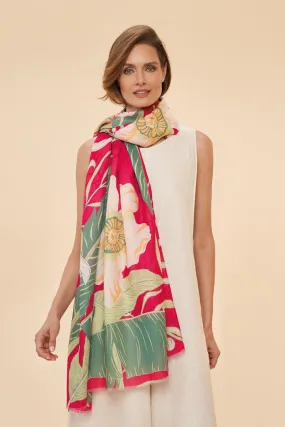 Delicate Tropical Dark Rose Print Scarf