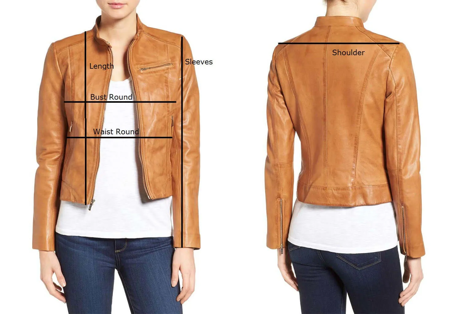 Elegant Women's Stand Collar Soft Lambskin Leather Biker Stylish Jacket