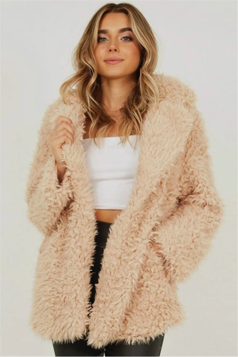 elveswallet Open Front Turtleneck Velour Coat