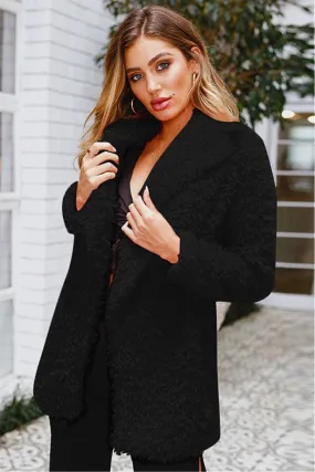 elveswallet Open Front Turtleneck Velour Coat