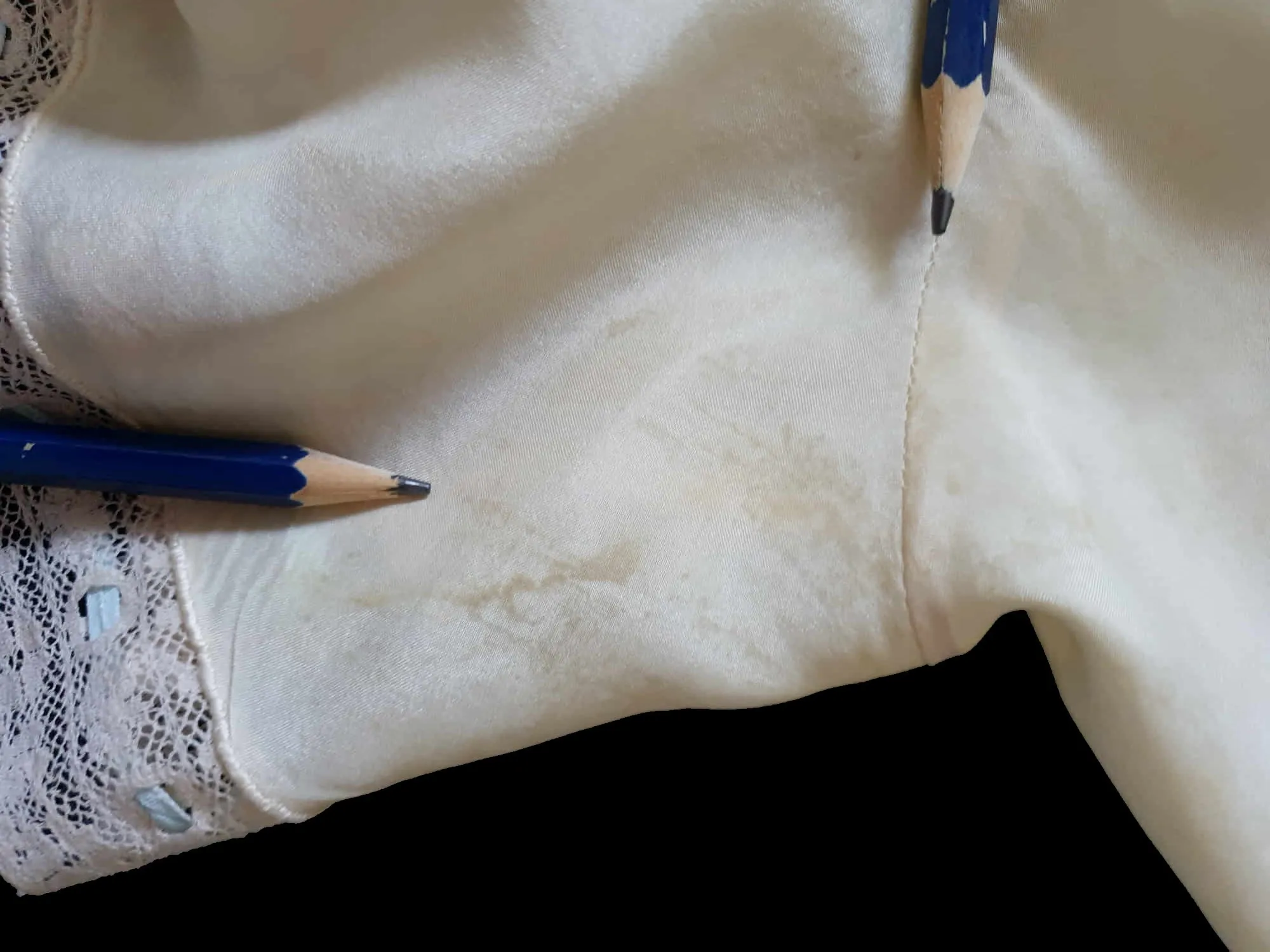 Embroidered Cream Silk Tap Pants - L