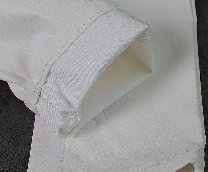 Faux Leather Denim Pants Spliced with Multiple Zippers