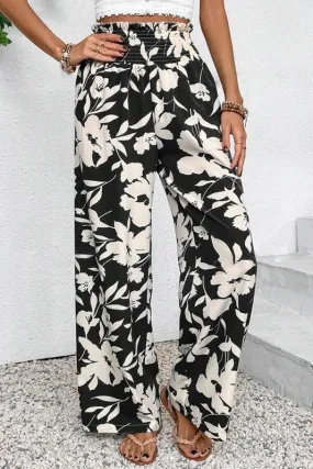 Floral Smocked Waist Pants - 2