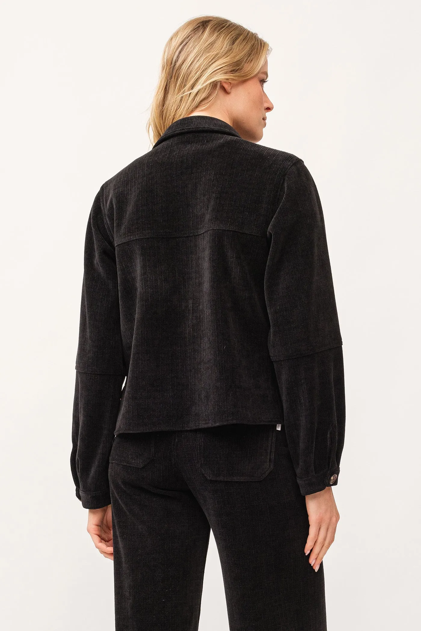 GINA CROPPED SHIRT JACKET BLACK CHENILLE