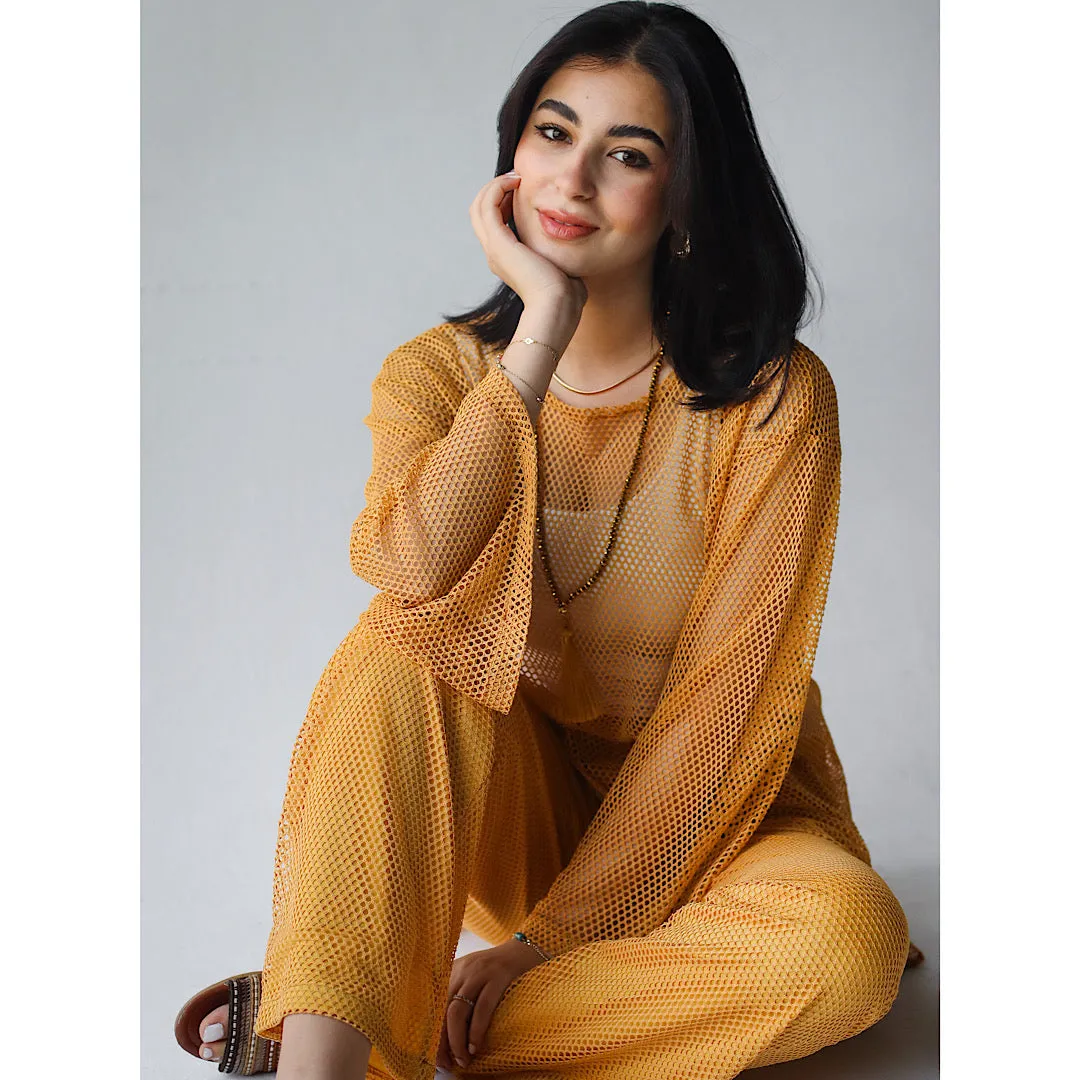 Golden open knit co-ord set
