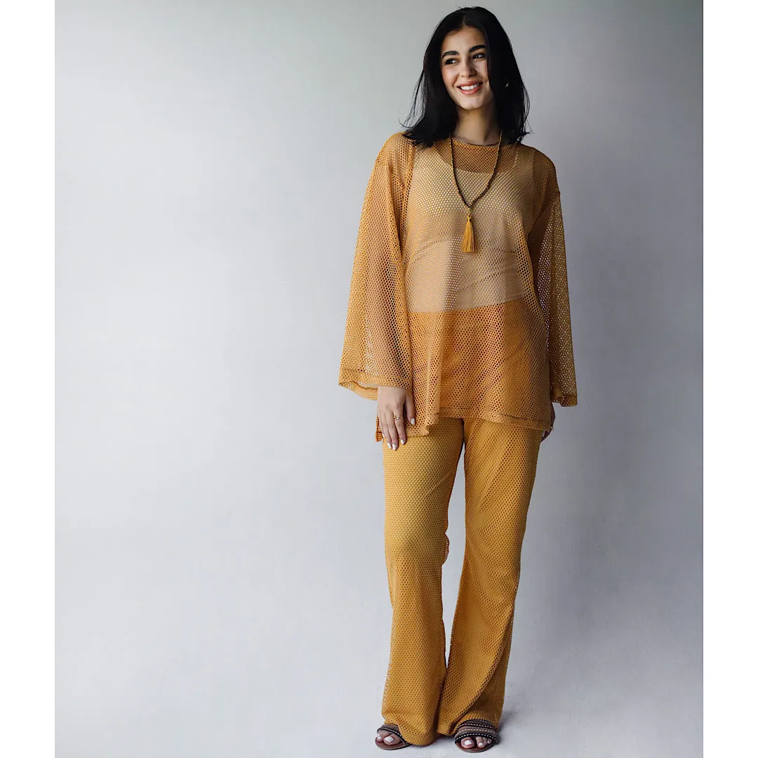 Golden open knit co-ord set