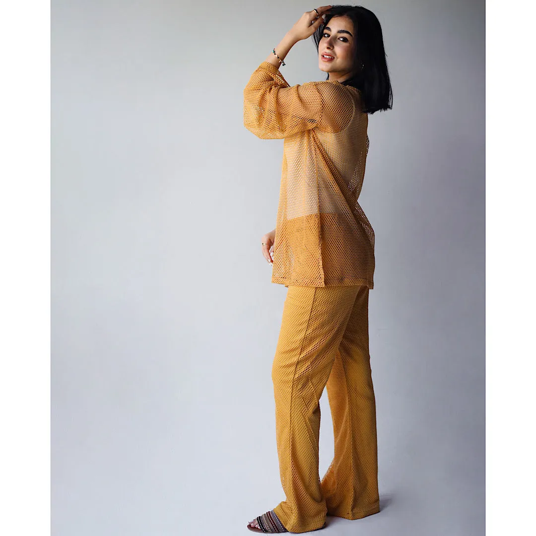 Golden open knit co-ord set