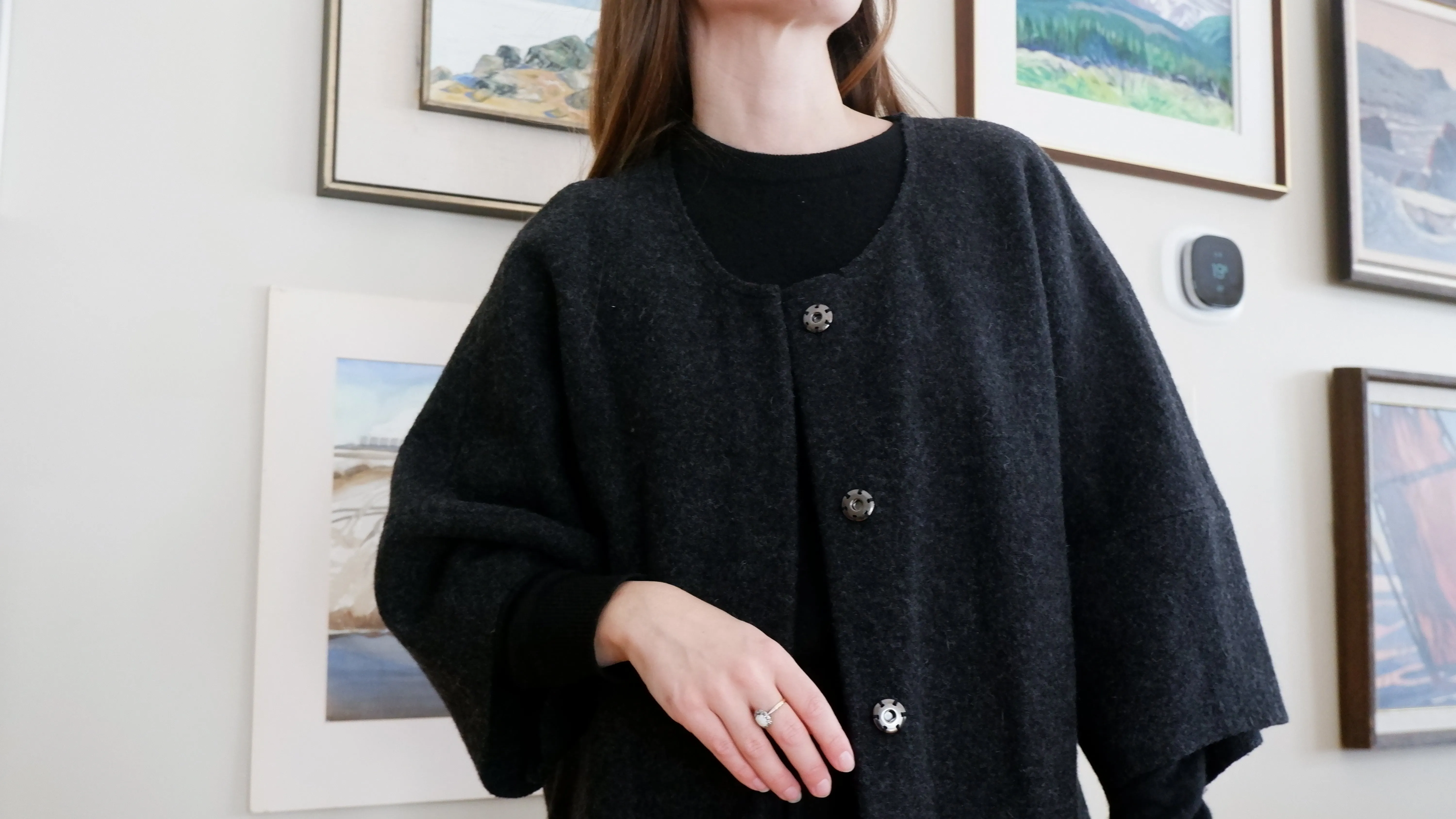Hoi Bo Charcoal Boiled Wool Shacket - L