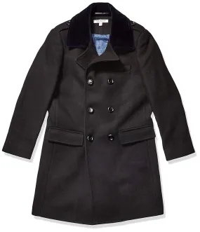 Isaac Mizrahi Boy's 2-20 Velvet Collar Quilt Lined Wool Blend Peacoat