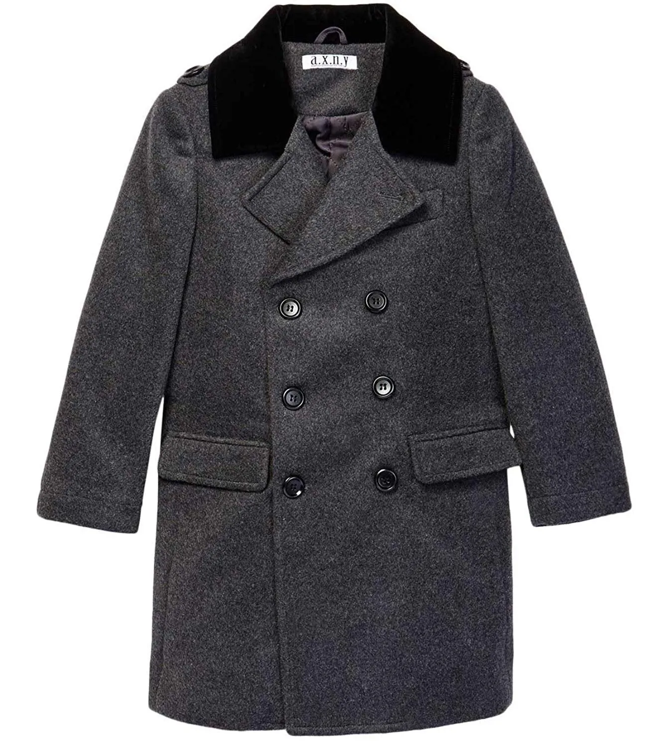 Isaac Mizrahi Boy's 2-20 Velvet Collar Quilt Lined Wool Blend Peacoat