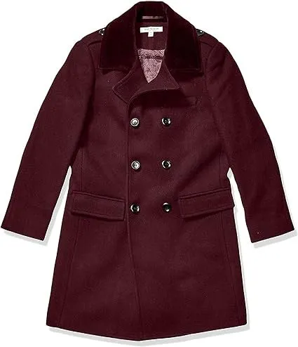 Isaac Mizrahi Boy's 2-20 Velvet Collar Quilt Lined Wool Blend Peacoat