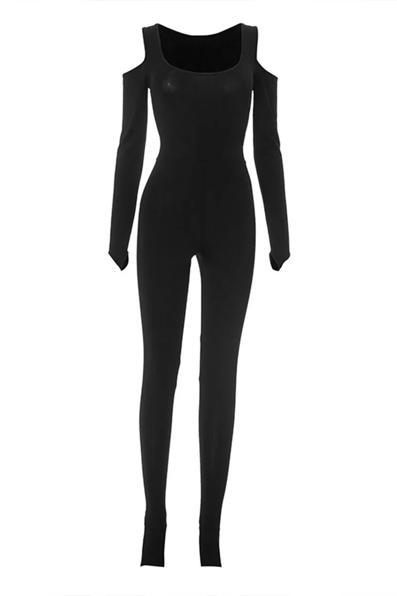 JS3286 Cold Shoulder Bodycon Jumpsuits