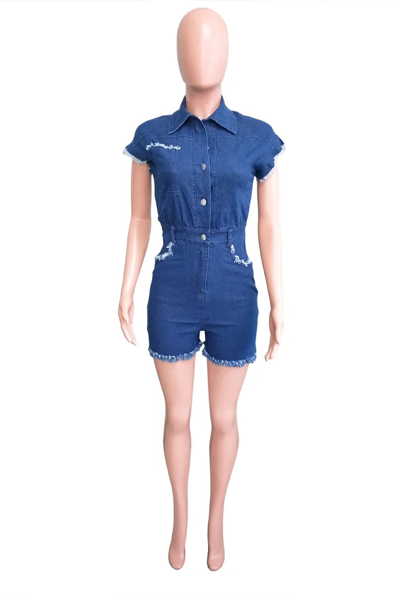 JS3451 Short Sleeve Denim Rompers