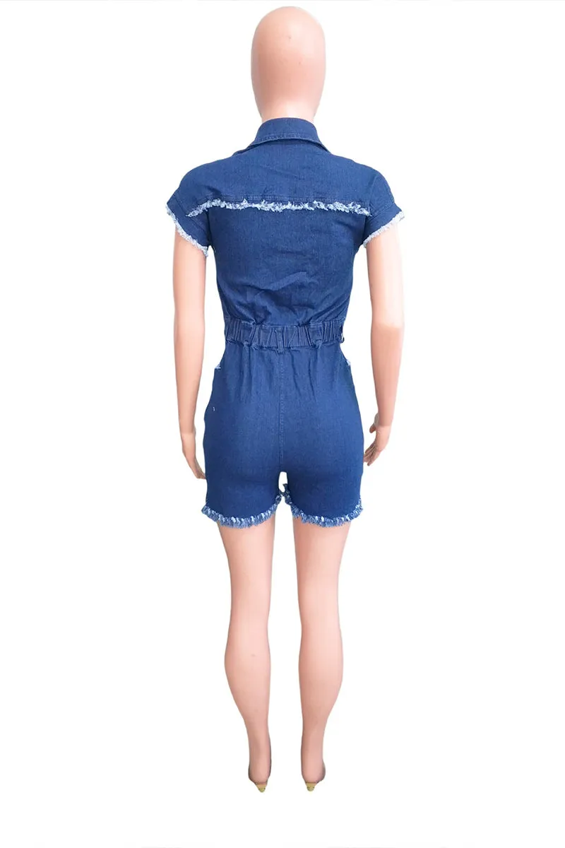 JS3451 Short Sleeve Denim Rompers