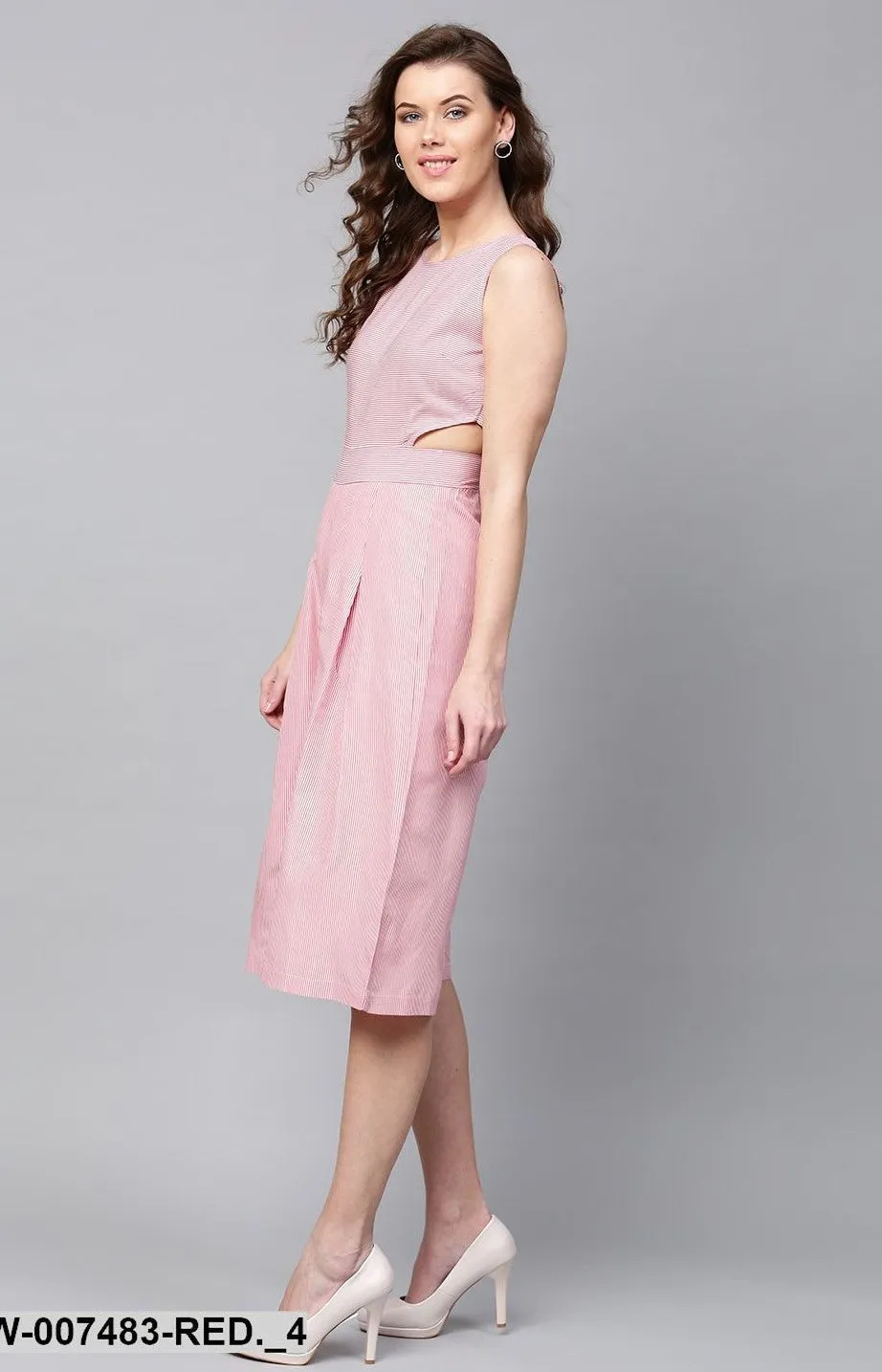 JUMPSUIT - Red Stripes Culottes Jumpsuit