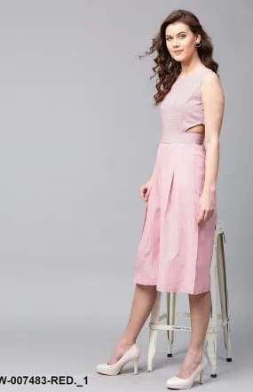 JUMPSUIT - Red Stripes Culottes Jumpsuit