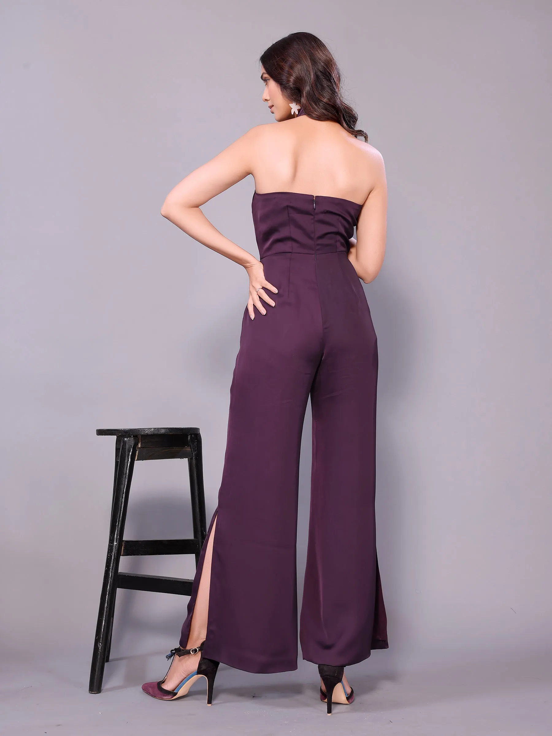 Majestic Purple Wrap Neck Jumpsuit