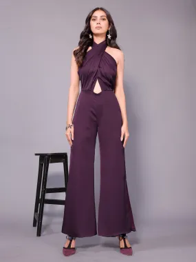 Majestic Purple Wrap Neck Jumpsuit