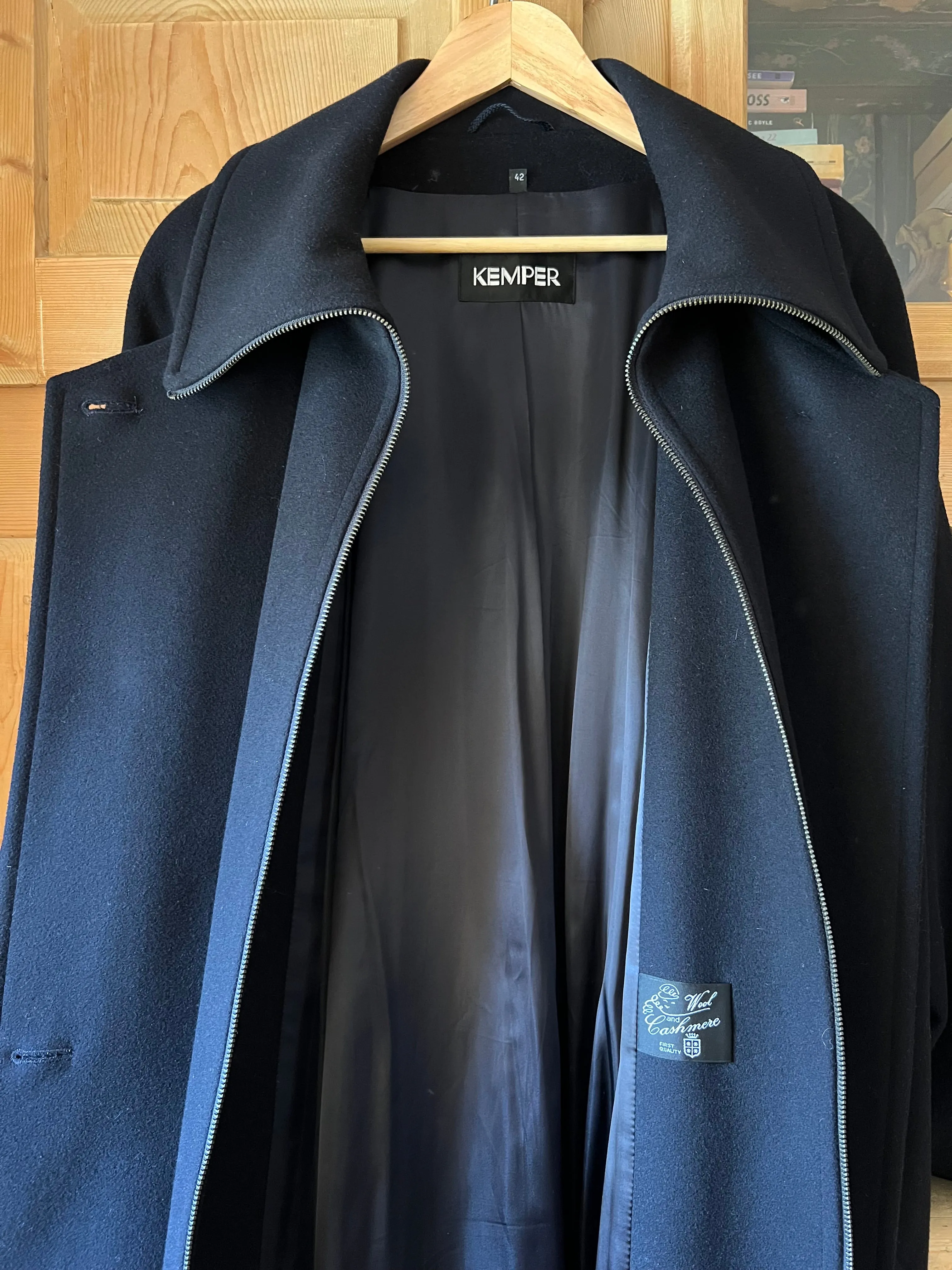 Navy Blue Wool & Cashmere Coat