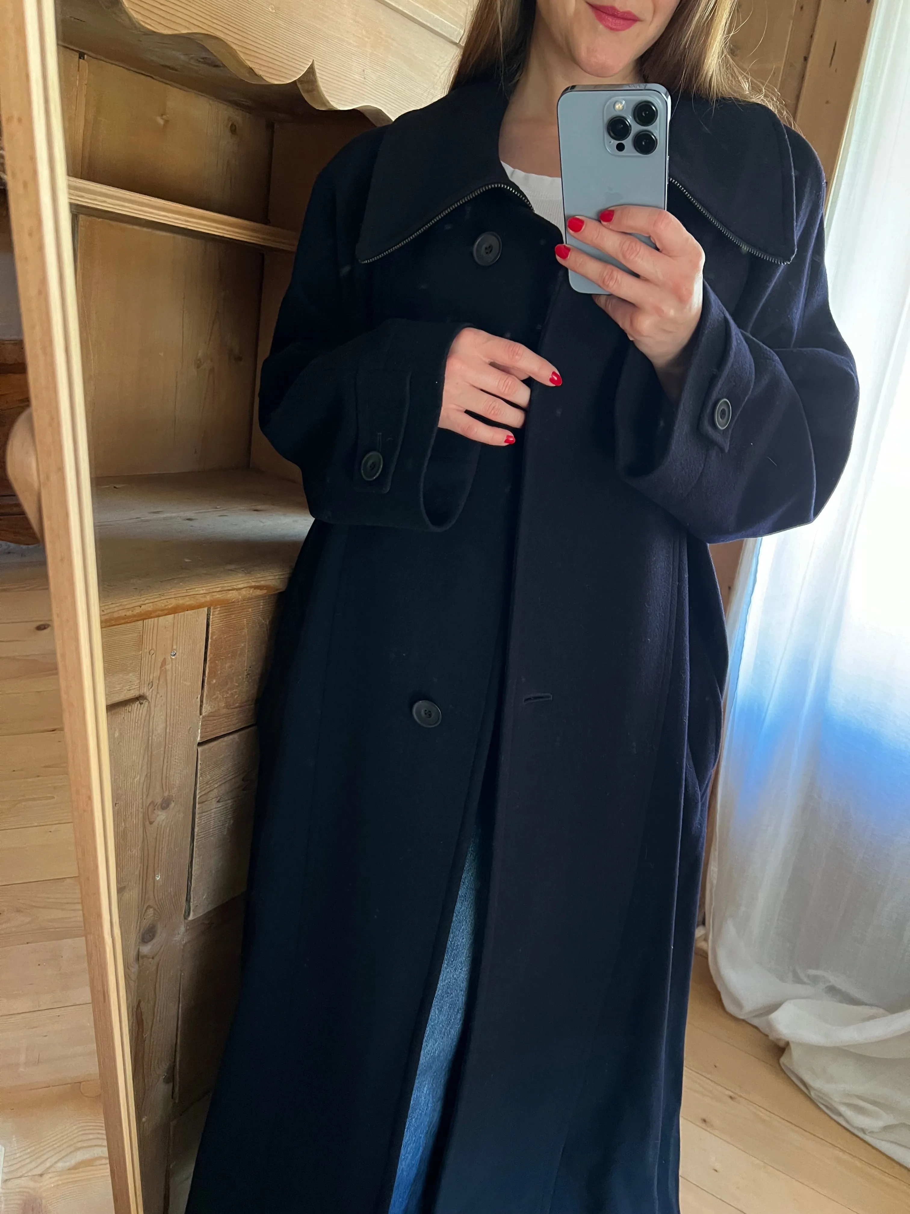 Navy Blue Wool & Cashmere Coat
