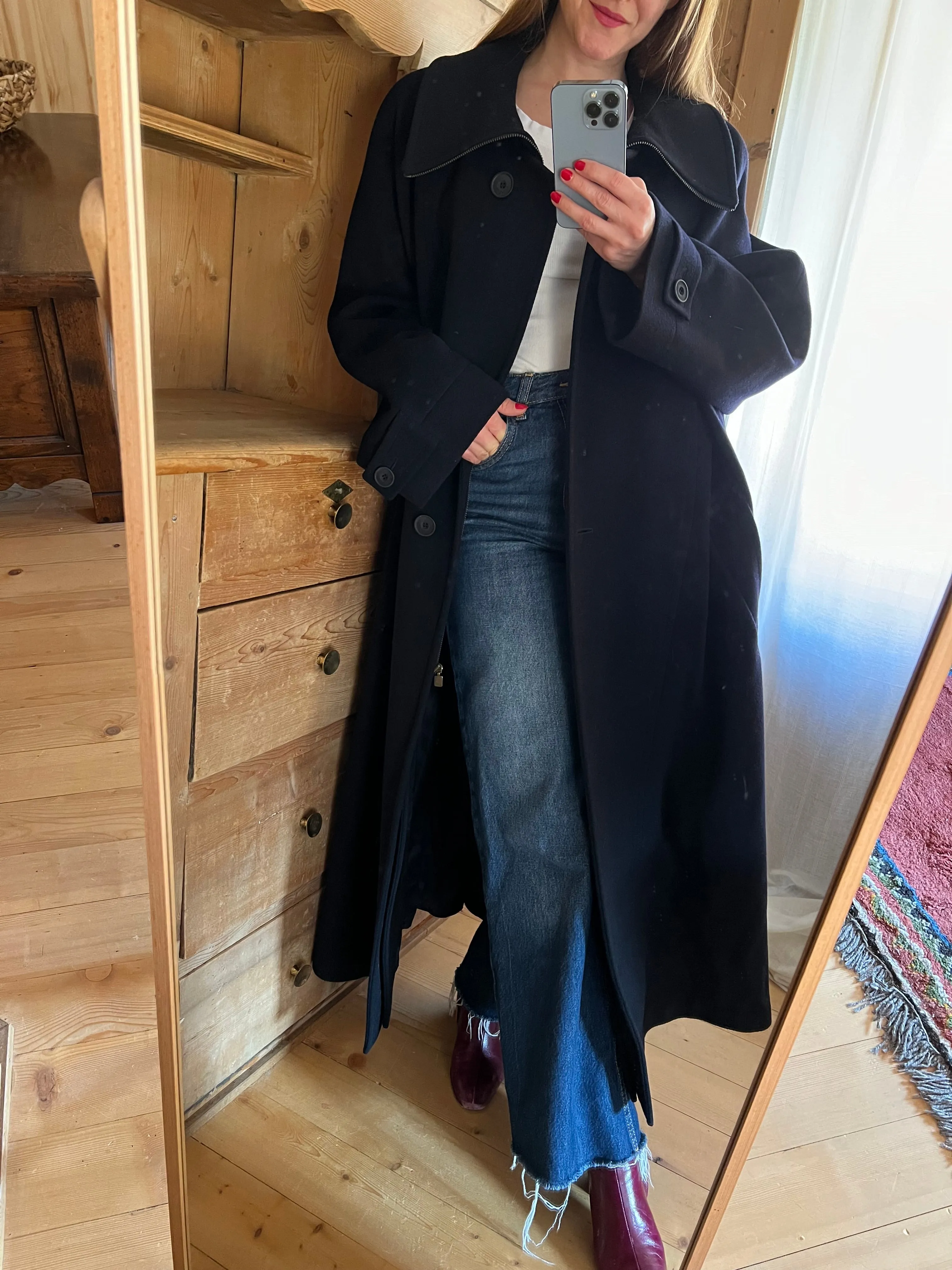Navy Blue Wool & Cashmere Coat