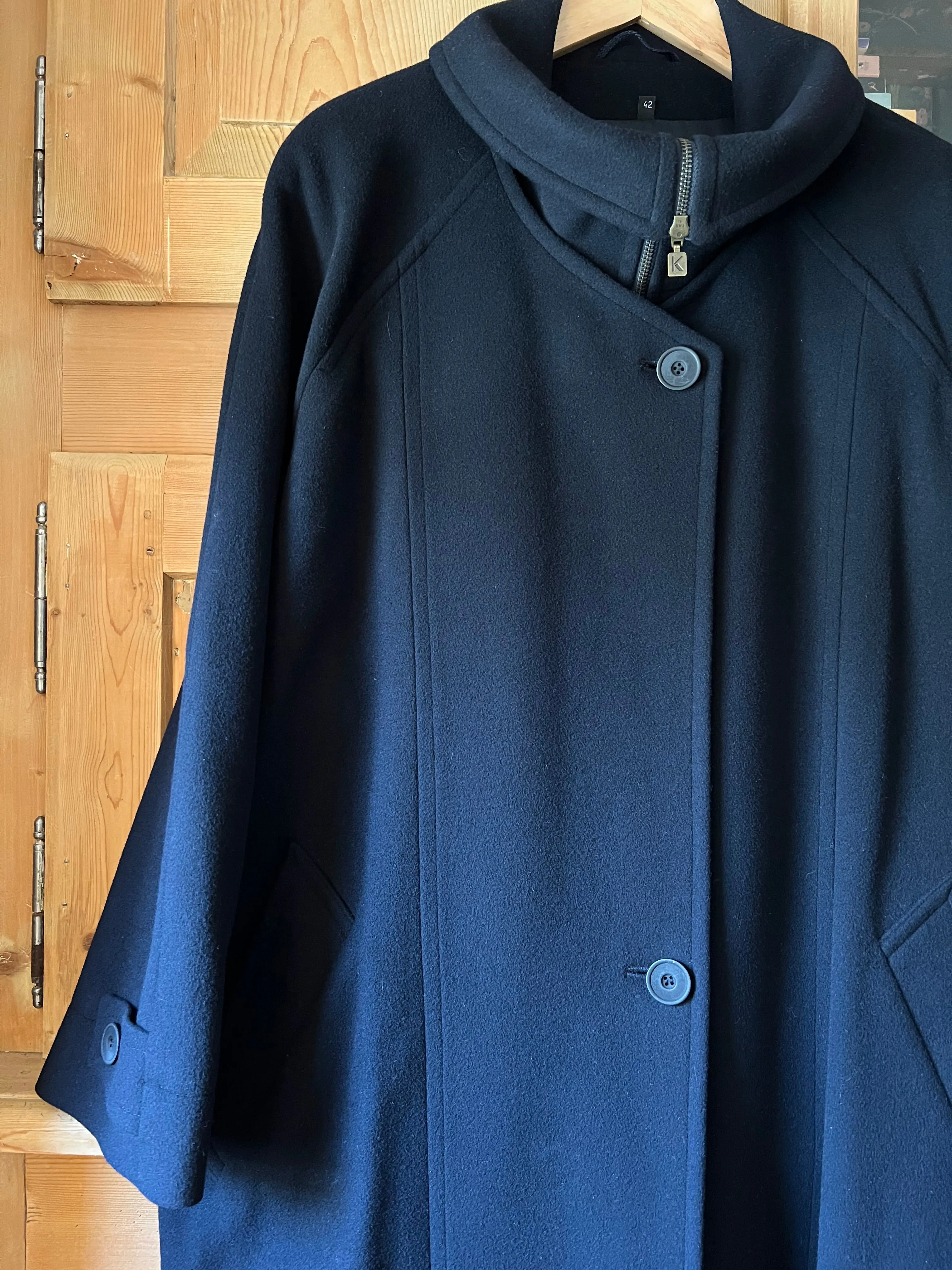 Navy Blue Wool & Cashmere Coat