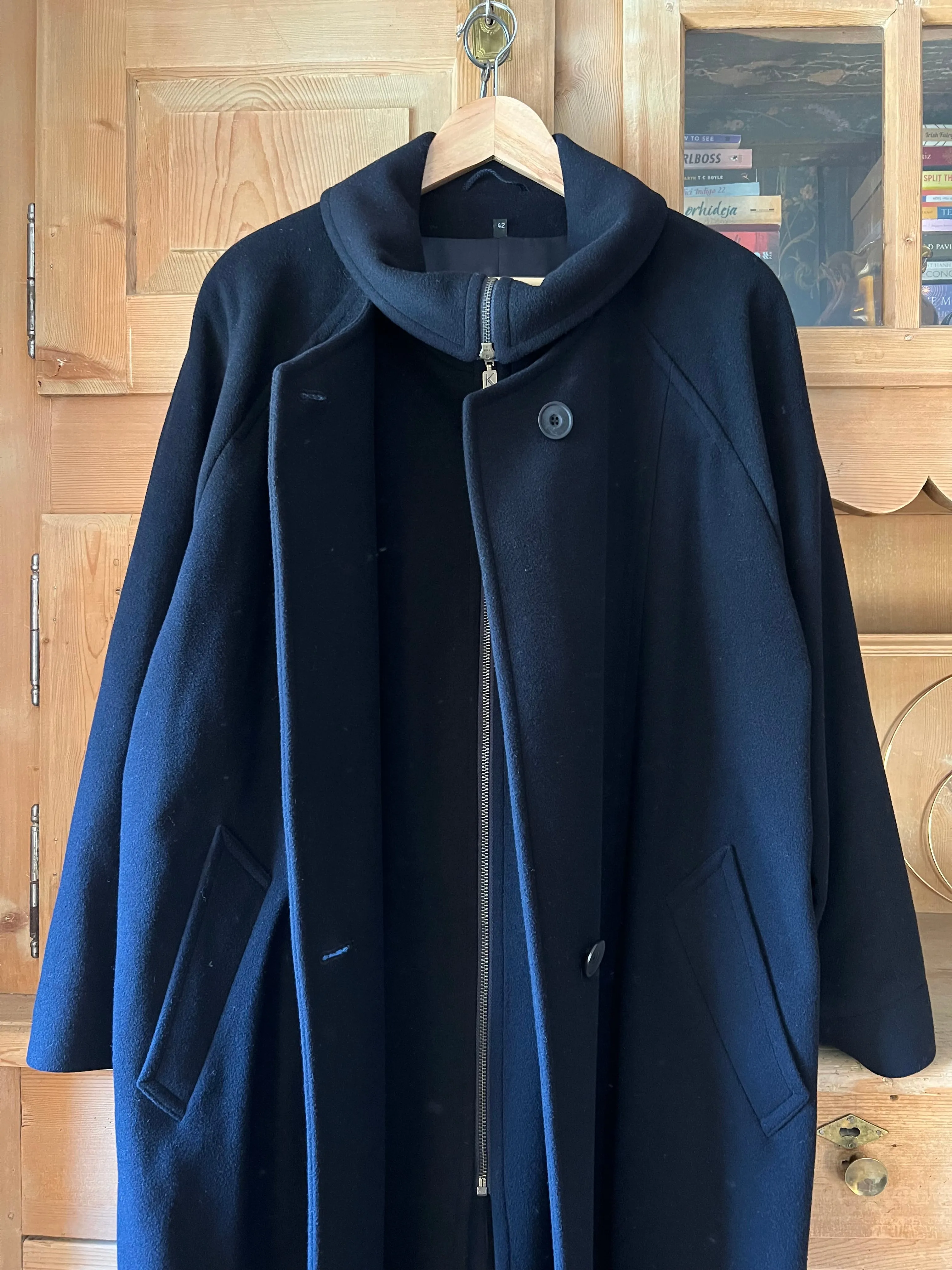 Navy Blue Wool & Cashmere Coat