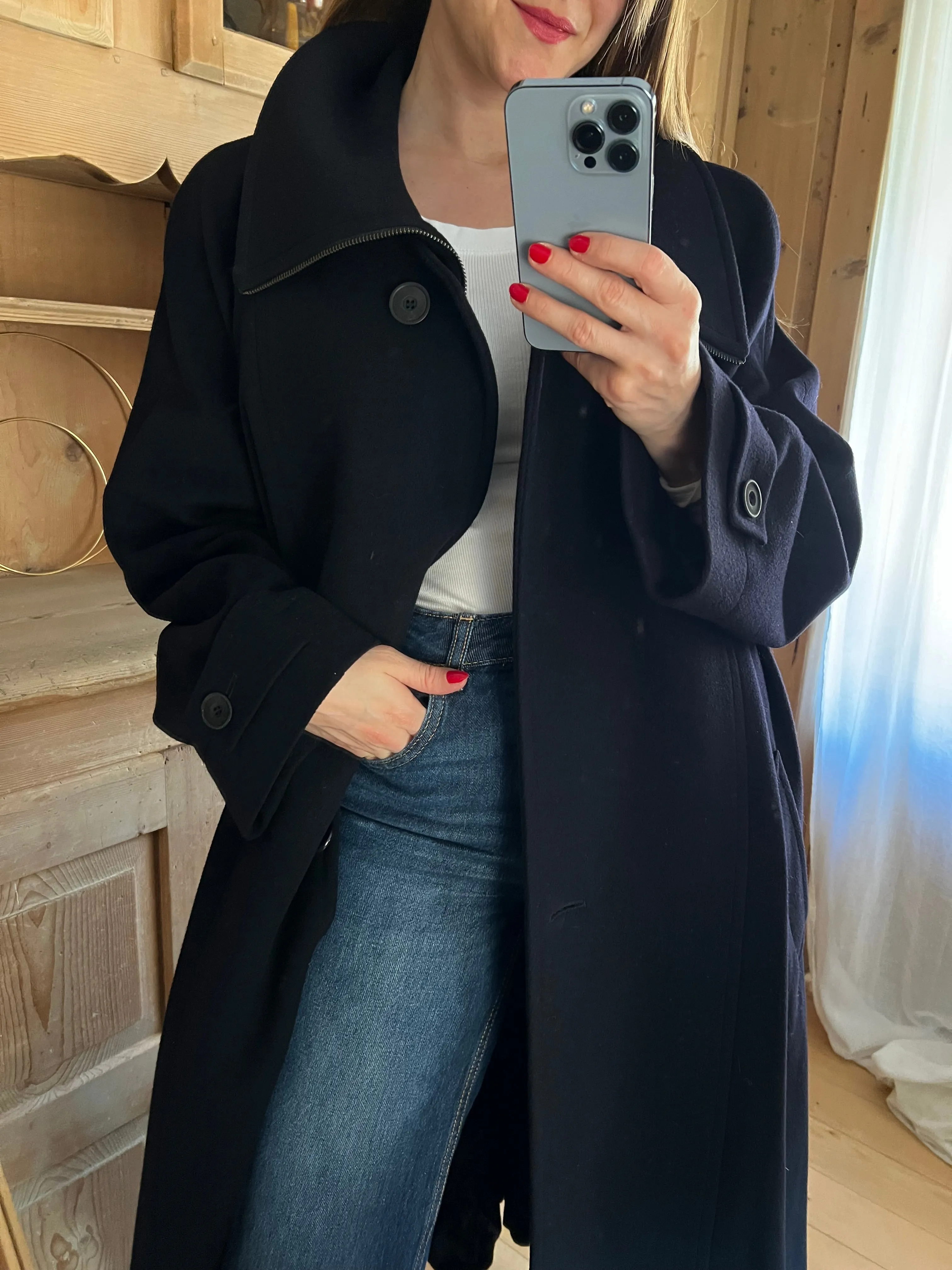 Navy Blue Wool & Cashmere Coat