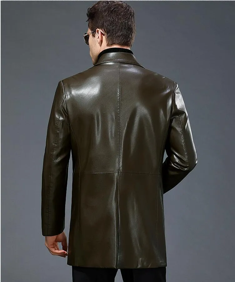 New Men Business Casual plus size Genuine leather jacket
